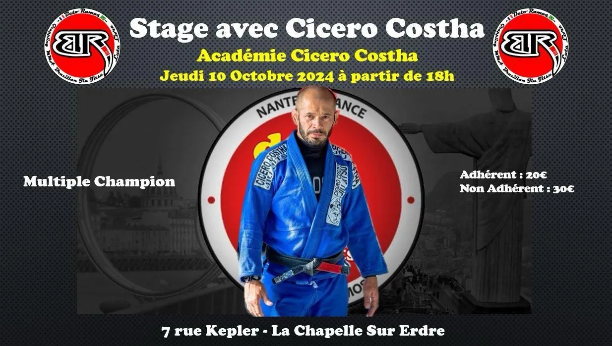 Affiche : stage avec Cicero Costha, jeudi 10 octobre 2024 à partir de 18h, 7 rue Kepler