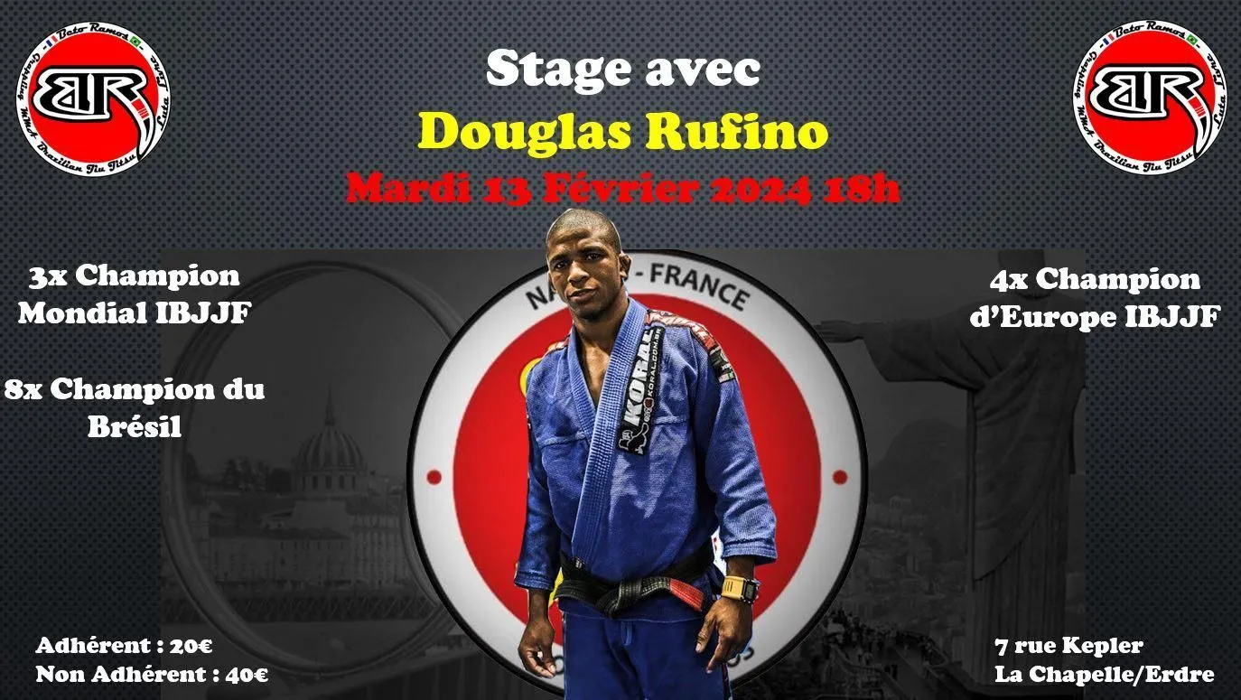 Affiche : stage avec Douglas Rufino, mardi 13 février 2024 à 18h