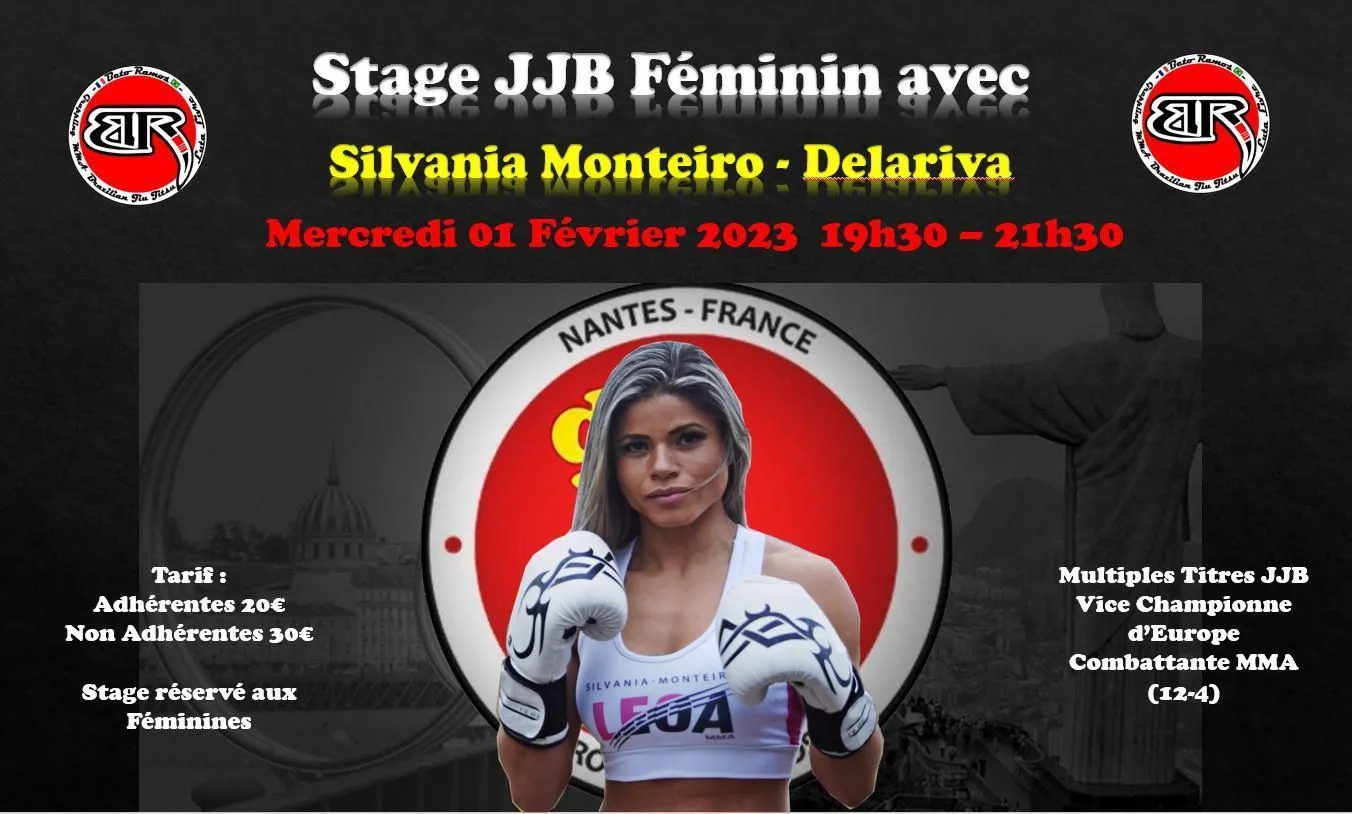 Affiche : stage JJB féminin avec Silvania Monteiro, mercredi 1er février 2023, 19h30-21h