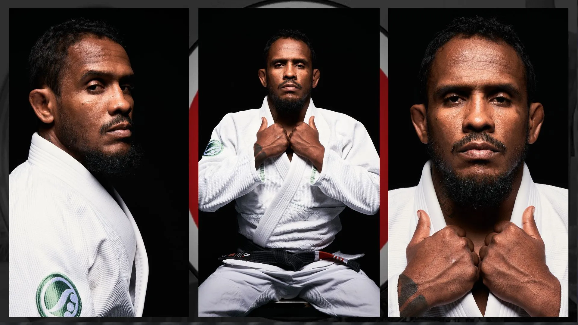 Trois portraits de Mestre Beto Ramos en kimono
