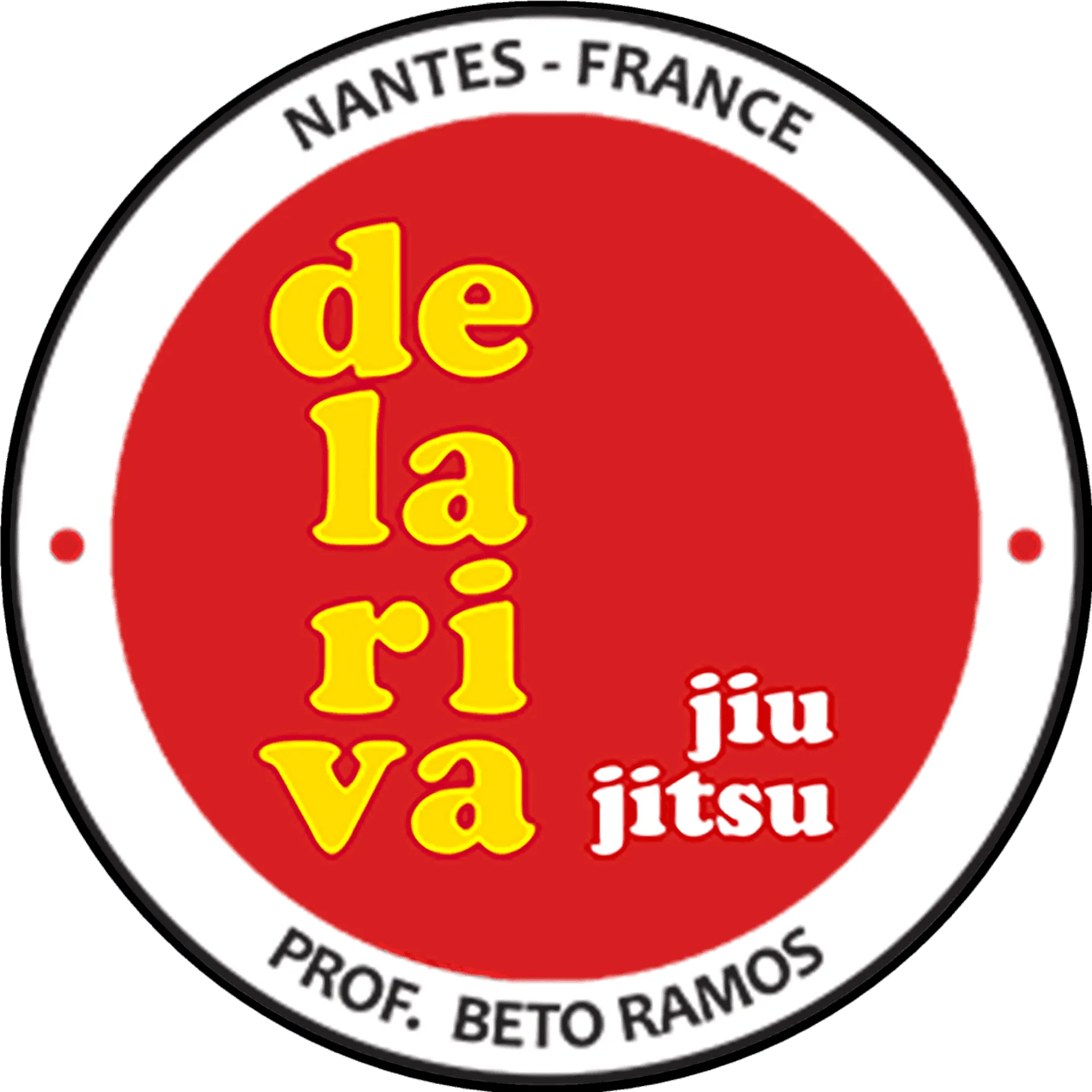 Logo de la Team Delariva Nantes : « de la riva jiu jitsu, Nantes-France, Prof. Beto Ramos »